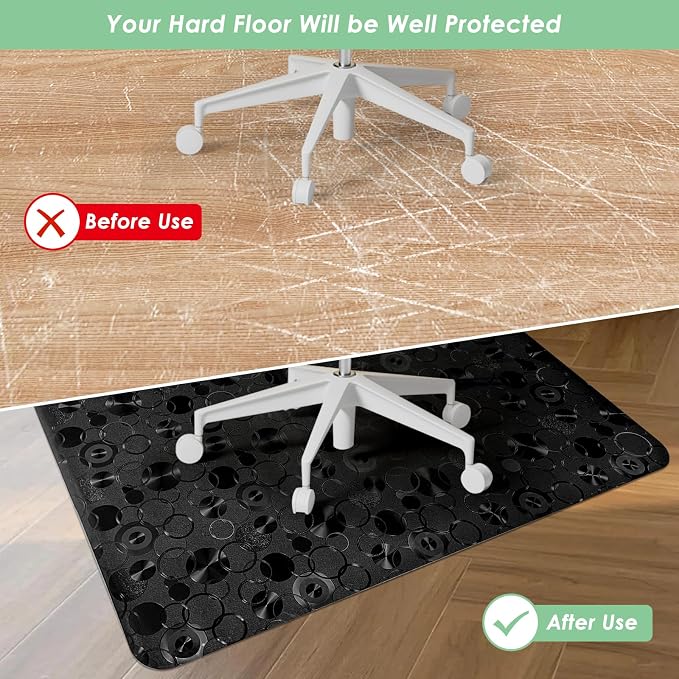 Vicwe Office Chair Mat for Hardwood Floor,36" x 48" Office Chair Mats | Anti-Slip Computer Chair Mat for Gaming Rolling Chair, Desk Chair Mat for Home, Office,Black - Image 2