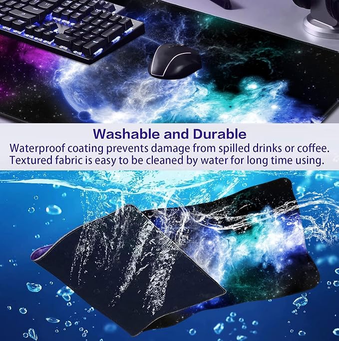 Large Extended Nebula Starry Sky Mouse Pad, Laptop and Home Office Desk Pad | Large Extended Mouse Pad; Full Desk Coverage; Waterproof Coating; Stable Anti-Slide Base For Gaming, Office, Study Daily Use - Image 7