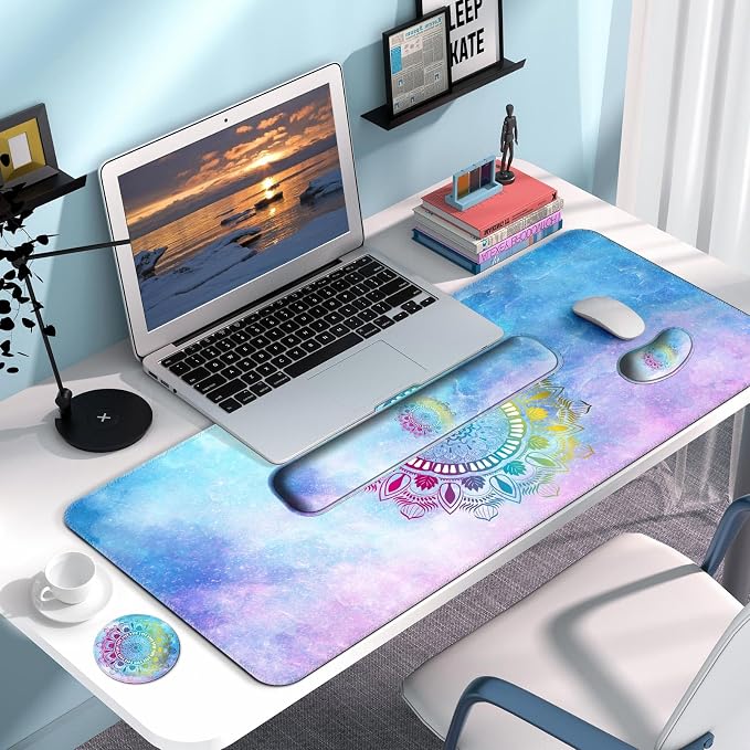 4 in 1 Mouse Pad and Keyboard Wrist Rest,Large Desk Mat,Coaster Set-Star - Image 7