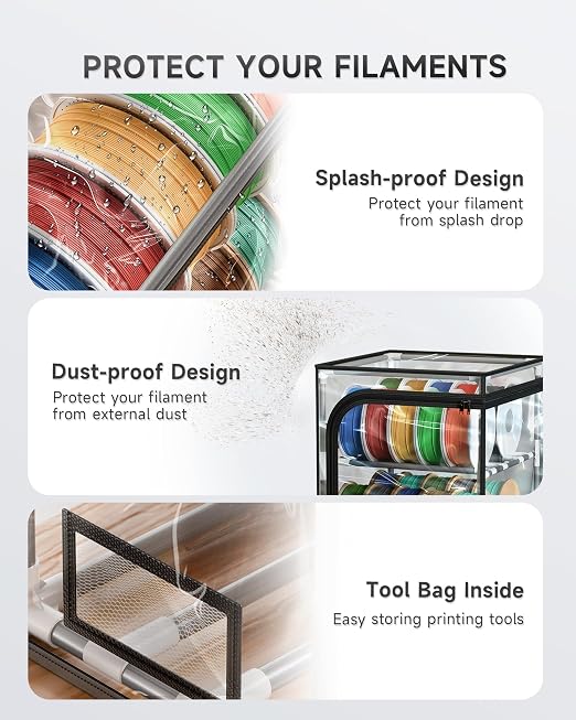 YOOPAI 3D Printer Filament Storage Box – 2 Tier Filament Storage Rack with Transparent Cover, Holds Up to 24 Rolls 1KG – 3D Filament Storage Organizer for Home, Workshop & Studio - Image 3