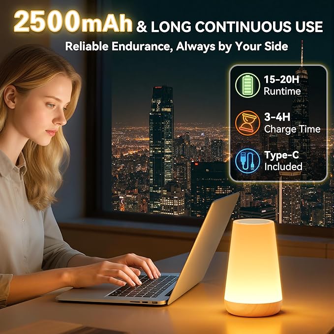 Auxmir Rechargeable Night Light, 13-Color Remote Control Lamp, Light Brown - Image 5