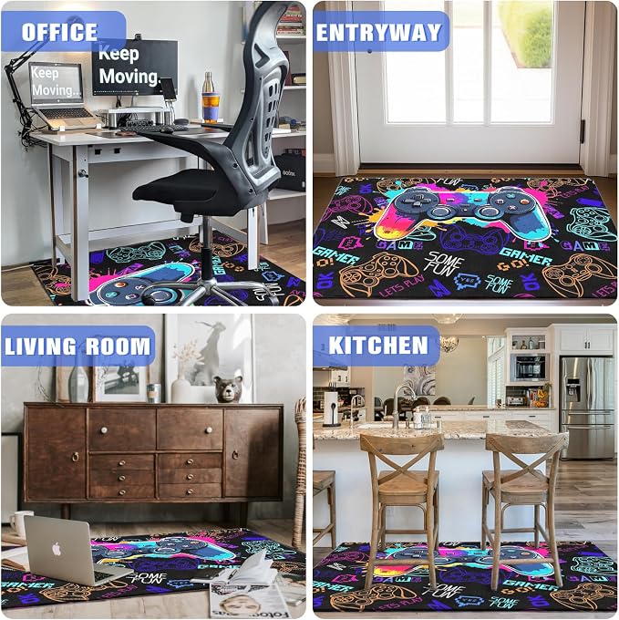 Gaming Chair Mat for Hardwood Floor 36"X 48" Heavy Duty Office Desk Chair Rug for Under Game Rolling Chairs Computer Decor Protect Mats Low Pile Non-Slip Rubber for Carpet & Tile Floor-Game - Image 7