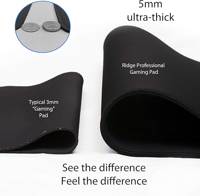 Gaming Mouse Pad (5mm) Massive 46 inch | 46x17.3x0.20 Extra Thick | Black | Stitched Edge, Large Washable Desk Mat - Image 3