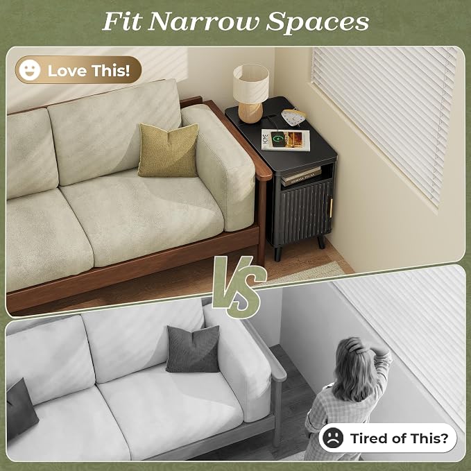 Huuger Narrow End Table with Charging Station, USB-C Port - Image 5