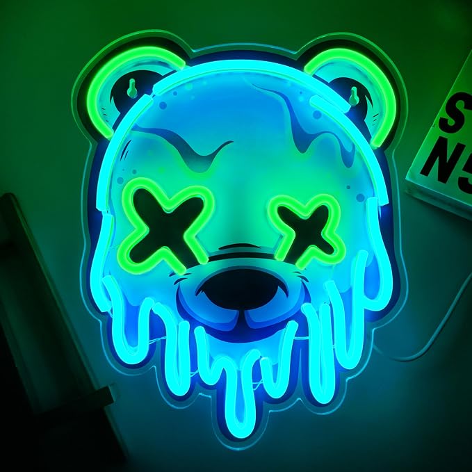 Ice Bear Neon Sign, Cool Led Sign for Wall Decor - Usb Powered, Adjustable Brightness Anime Bear Led Light for Bedroom, Bar, Pub, Party, Man Cave Decor, Unique Gift for Teenage Boys - Image 2