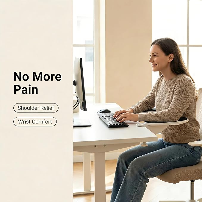 Ergonomic Computer Wrist Rest with Arm Support, 180° Rotatable Desk Extender for Keyboard - Image 6