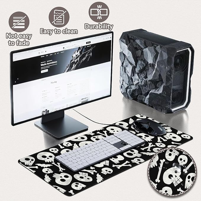 Gaming Mouse Pad - (31.5"×11.8") Skull Large Mouse Pads for Desk - Desk Mat for Keyboard and Mouse with Non-Slip Base, Desks Pad Matfor Game/Office & Home - Image 4