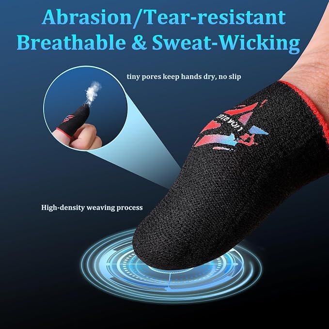 Gaming Finger Sleeves for Sweaty Hands & Mobile Gaming, Smooth Touch Screen Thumb Protector, Anti-Slip Sweat-Proof Controller Accessories, Black (Black Finger Sleeves (10 PCS)) - Image 5