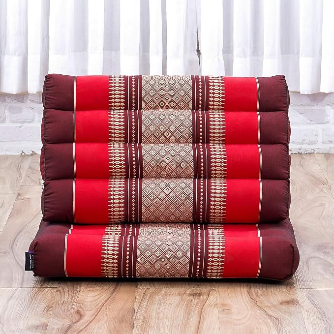 Leewadee 1-Fold Mat with Triangle Cushion – Comfortable TV Pillow, Foldable Mattress with Cushion Made of Eco-Friendly Kapok, 30 x 20 inches, red - Image 4