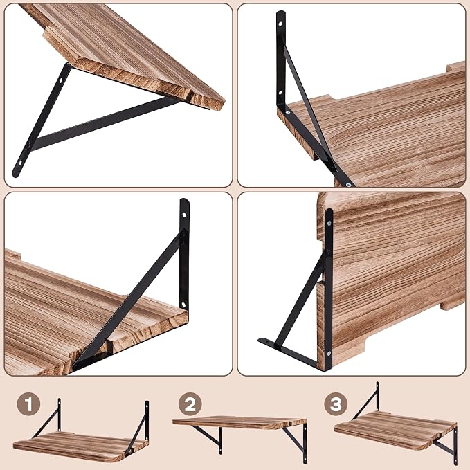 Projector Shelf,16.2" x 11"(L*W),Router Wall Mount Floating Shelf,Projector Mount Rack Holder,Modem Cable Box for Xbox Series PS5 PS4 Wood SS1 - Image 6
