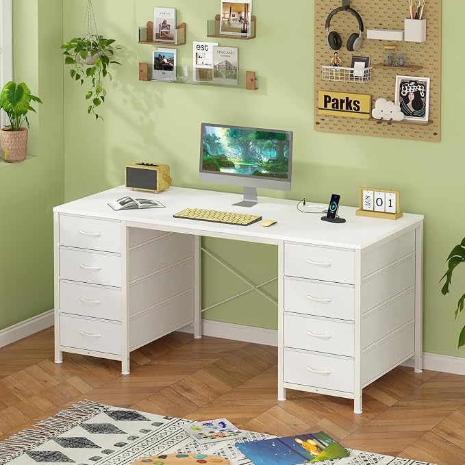 50 Inch Computer Desk with 8 Drawers for Home Office, Bedroom, Living Room - Image 8