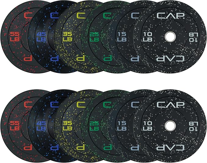 CAP 2-inch Olympic Bumper Plate Weight Set | 100-370 lbs | Multiple Colors | Storage Rack Optional by CAP