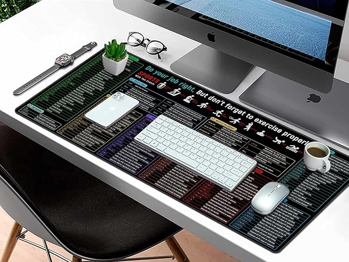 Rinaze Large Mouse Pad With Excel Shortcuts Cheat Sheet, Excel Tips Desk Mat, XXL Gaming Mousepad Keyboard Pad, Office Accessories for Computer, Mac, PC and Laptop - Image 7