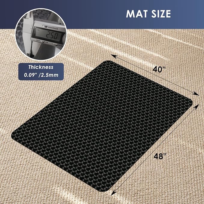 Vicwe Office Chair Mat for Carpet, 48"x40" Heavy Duty Chair Mat with Studs | Anti-Slip Waterproof Carpet Protector, Desk Chair Mat for Rolling Chair, Easy Glide Floor Mat for Gaming, Home, Black - Image 7