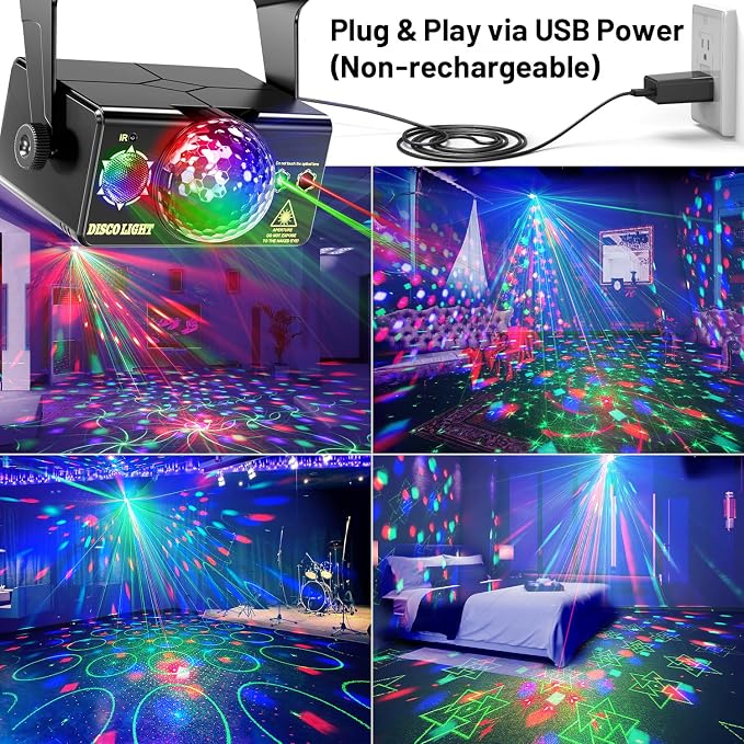 Party Lights, DJ Disco Light Disco Ball Light Sound Activated Strobe Stage Lights for Parties Birthday Christmas Gift Wedding Karaoke Bar Club Pub Dance Home Living Room Halloween Decorations - Image 2