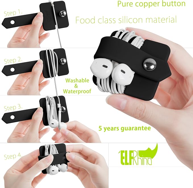 Cord Organizer Earbuds Holder Earphones Wrap Headset Headphone Wrap Winder Cord Manager Cable Winder Set of 2 - Image 5