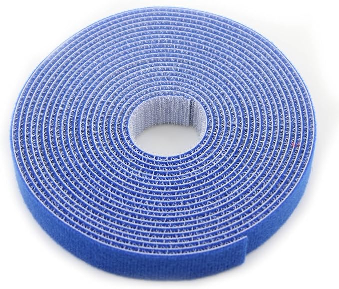 Reusable Fastening Tape Cable Ties 3/4 Inch Double Side Hook Roll (5 Yard, Blue) by SAISN