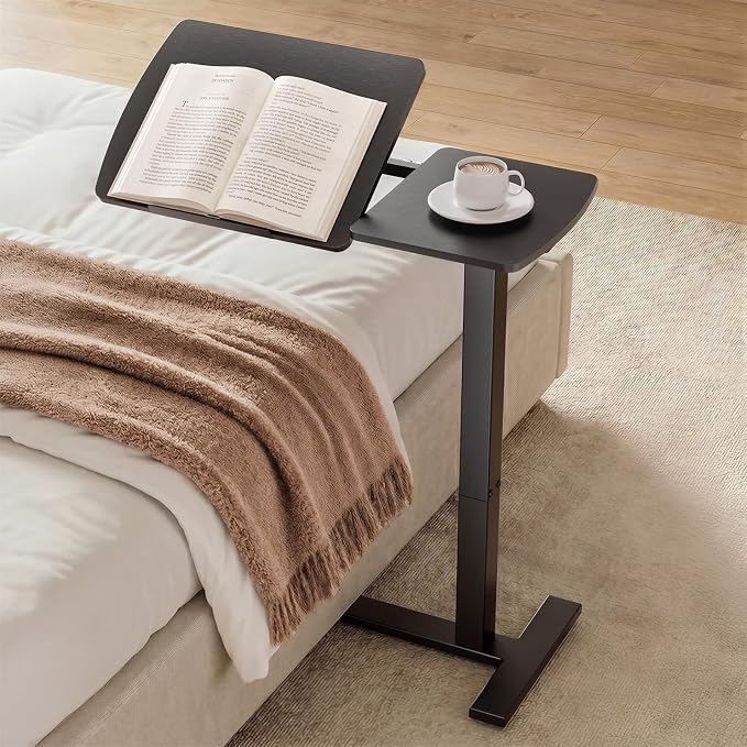 Sakugi Overbed Bedside Table with Wheels, Right-Side Tilt Top, Laptop Desk by Sakugi