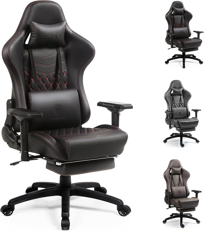 Dowinx Big and Tall Gaming Chair 400LBS, Ergonomic Computer Chair with Massage Lumbar Support & Footrest, High Back Comfortable Office & Gaming Chair with 4D Armrests, PU Leather, Black by Dowinx