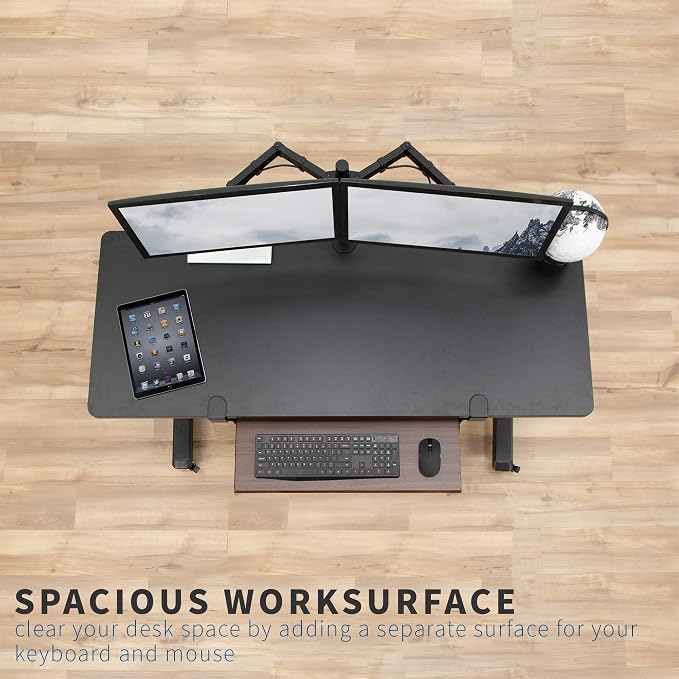 VIVO Dark Walnut Large 27 x 11 in Under Desk Keyboard Tray, MOUNT-KB05D - Image 2