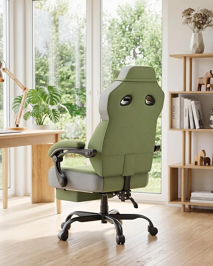 GTPLAYER Big & Tall Gaming Chair, Wide Seat with Footrest, Green | Ergonomic High Back Computer Desk Chair for Adults, Comfort Padded Seat with Lumbar Support Armrests Recliner for Office/Home - Image 8