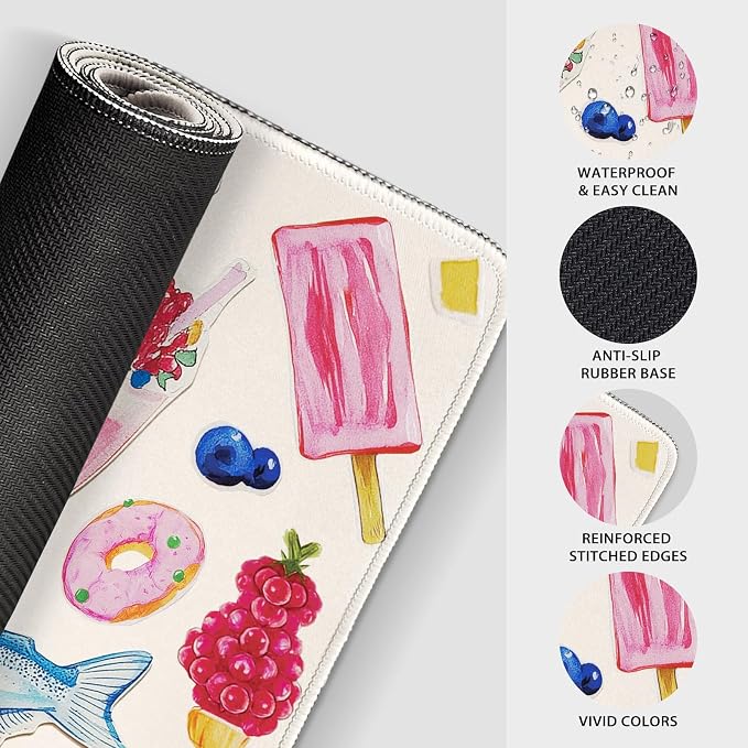 Large Mouse Pad Desk Mat 31.5"x15.7" Non Slip Watercolor Stickers | Extended Mousepad, Non-Slip Rubber Base , Stitched Edges, for Computer/Laptop/Office/Home - Image 6