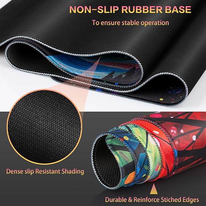 Canjoy Gaming Mouse Pad, 31.5x15.7in Anime Kawaii Large Mouse Pads for Desk | Cute Black Cats Desk Mat for Keyboard and Mouse Computer Big Full Size Desk Pad with Non-Slip Rubber Base and Stitched Edge - Image 4