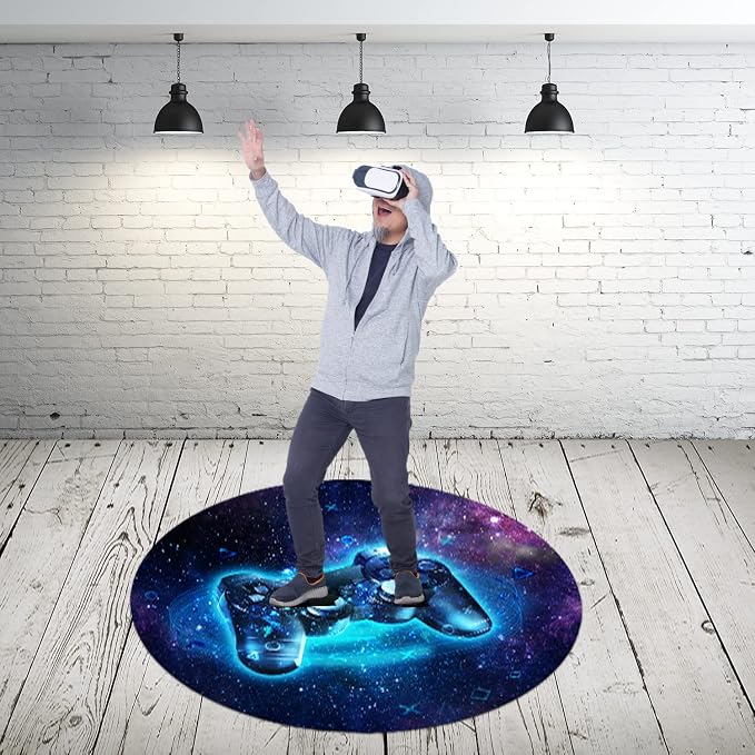 Generic Gaming Chair Mat for Hardwood Floor, Non-Slip Round Office Chair Mat, 47" Blue - Image 5