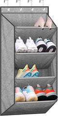 SLEEPING LAMB Over the Door Shoe Organizer for Closet, Short Hanging Shoe Rack with Large Deep Pockets, Narrow Door Sneaker Storage for Boots in RV, Dorm, Grey by SLEEPINGLAMB