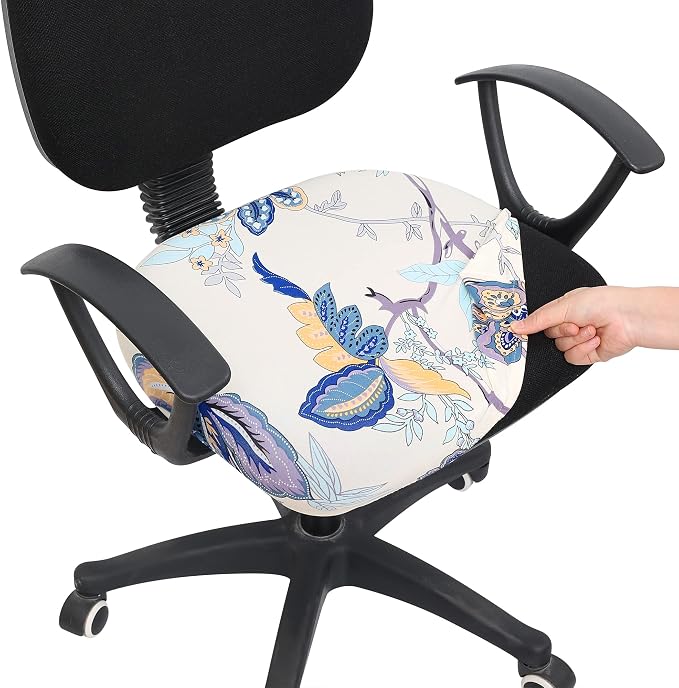Smiry Stretch Printed Office Computer Desk Chair Seat Covers | Stretch Fit, Soft Fabric Universal Rotating Chair Cover, Washable Removable, Anti-Dust Seat Cushion Protector by Smiry