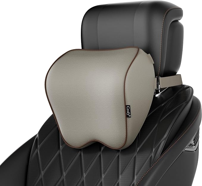 Crofy 2-Pack Car Neck Pillow, Headrest Pillow with Adjustable Strap, Gray | Soft Memory Foam; Ergonomic Design Fits Most Car & Office Chairs; Breathable Removable Pillow Cover Is Machine Washable by CrofyLLC