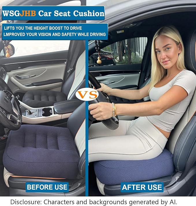 WSGJHB Car Booster Seat Cushion Posture Cushion for Long Sitting | Portable Breathable Mesh, Effectively Increase The Field of View Ideal for Office, Home, Car Angle Lift Seat Cushions,Black - Image 6