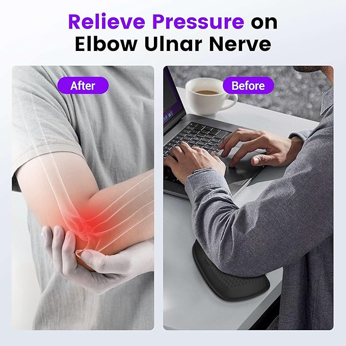 MEKASS Elbow Pad for Desk, Thicken & Large Memory Foam Elbow Rest Padding with Non-Slip, Ergonomic Desk Edge Cushion, Armrest Pad Wrist Rest Comfort Support for Office Home (1 Pcs Black) - Image 2