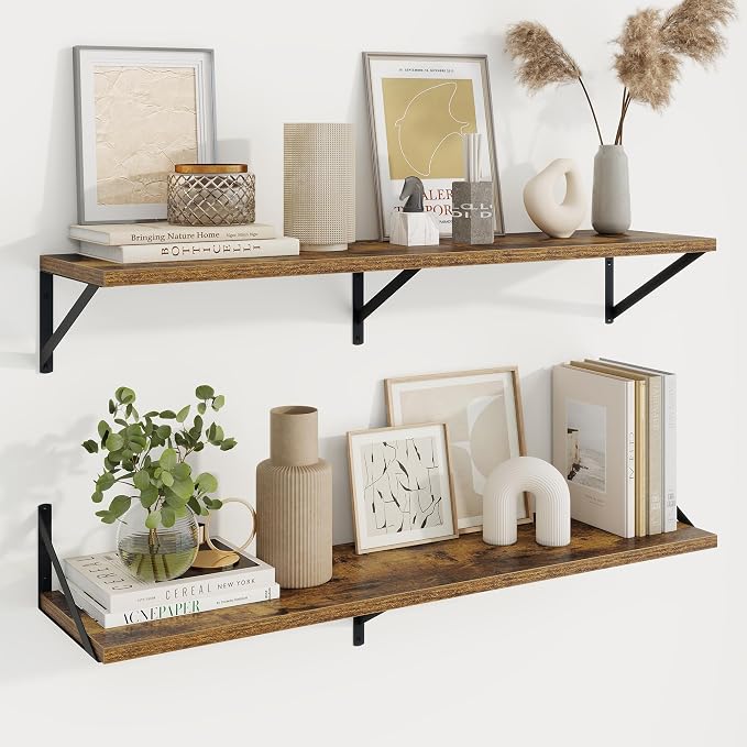 Axeman Deep Floating Shelves, 40'' x 10'' Brown Wall Shelves Set of 2 by Axeman