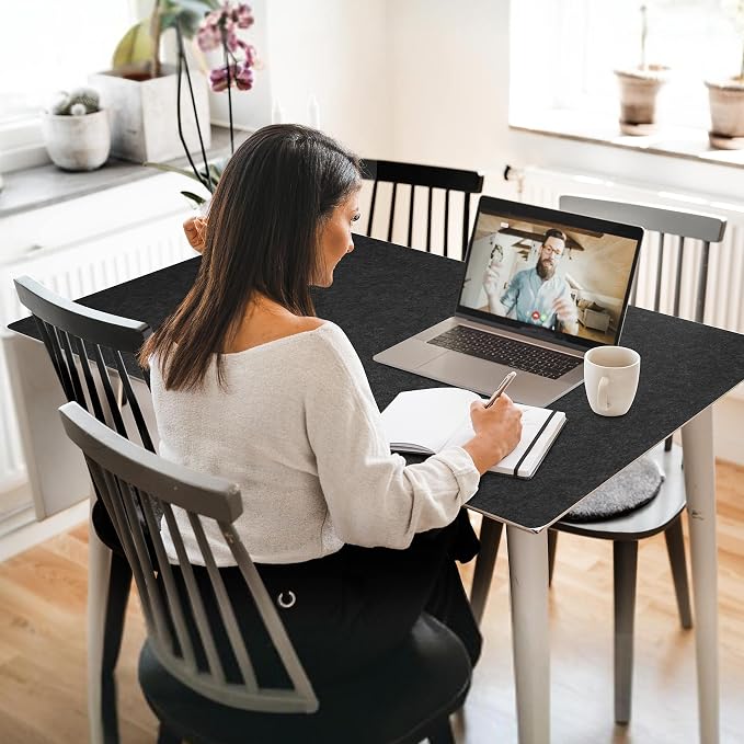 DAWNTREES Large Felt Desk Mat, 47.2"x 23.6", Desk Pad for Office and Home | Non-Slip 120x60cm Full Table Mouse Pad,Keyboard Mat for Desk,Desktop Protection (Dark Gray) - Image 8