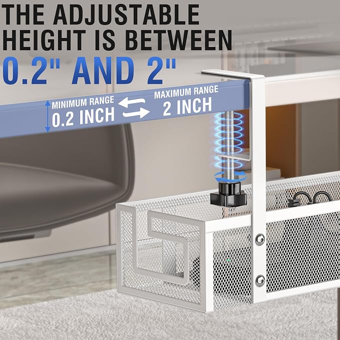 Under Desk Cable Management Tray, 15.75" No Drill Cable Management White, - Image 5