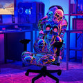 Blacklight Gaming Chair Cover – UV Reactive Esports Chair Protector with Neon Skull Mushroom Design, Stretchable Washable Slipcover for Office & Gaming Chairs by SparkLia