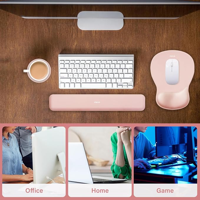 MOSISO Wrist Rest Support for Mouse Pad & Keyboard Set, Peach Fuzz - Image 7