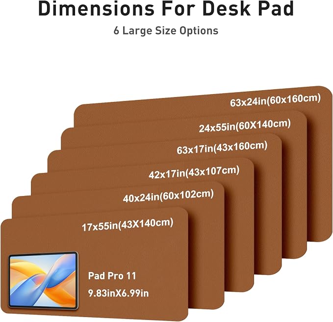 Aothia Faux Leather Desk Mat - Large Mouse Pad, Non-Slip PU Leather Blotter, Waterproof Writing Surface for Office and Home (Brown, 42" x 17") - Image 5