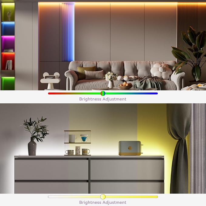 MIWISE RGB COB LED Strip Light 20ft/6.1m,Color Changing Dimmable Strip Light DC24V,Multicolor Flexible Tape Light 10mm Width,for TV,Bedroom,Party DIY Decoration(Power Supply&Controller NOT Included) - Image 7