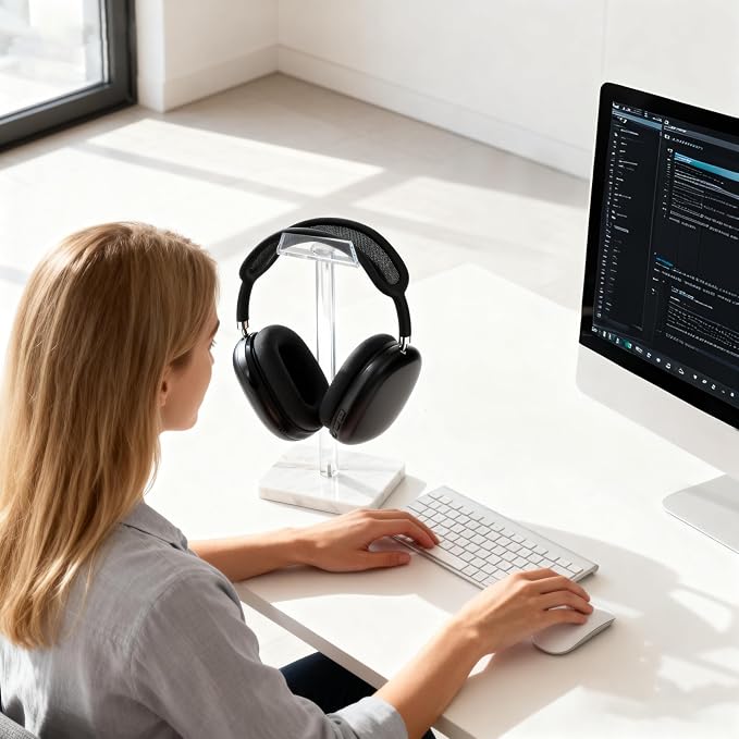 Acrylic Marble Headset Headphone Holders for Office Gaming Station - Image 4
