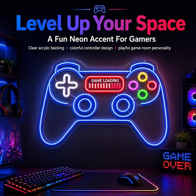 Games Controller Neon Sign: LED Wall Light With GAME LOADING - Image 2