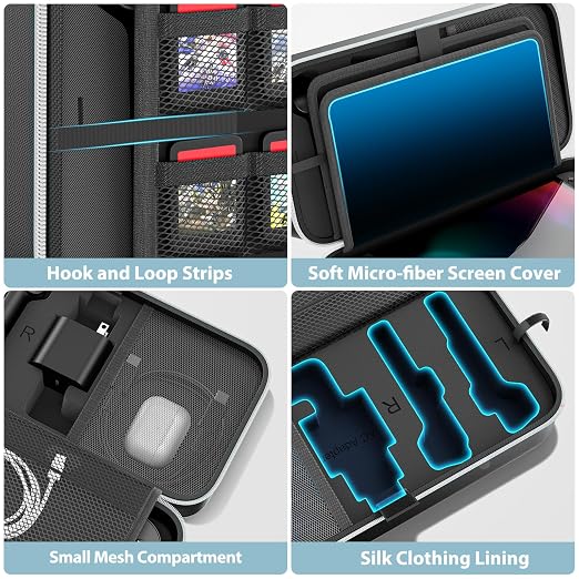 OIVO Carrying Case Compatible with 2025 Nintendo Switch, Portable Switch 2 Travel Carry Case Fit for Joy-Con 2 & Adapter, Hard Shell Protective Pouch Bag with 24 Game Slots, White - Image 6