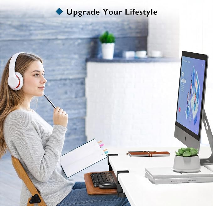 BONTEC Under Desk Keyboard Tray, Pull-Out Keyboard & Mouse Platform - Image 7