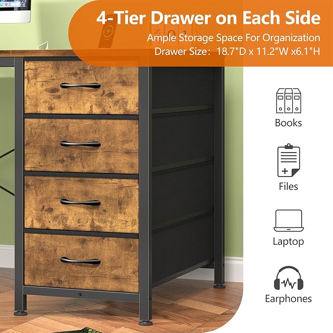50 Inch Computer Desk with 8 Drawers for Home Office, Bedroom, Living Room - Image 7