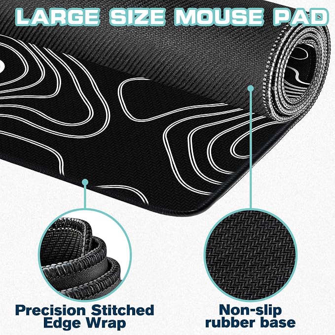 Mouse Pad Gaming - Desk Mat for Keyboard and Mouse - Large Mouse Pads for Desk, Gaming Mousepad with Non-Slip Base, Desks Pad (31.5" X 11.8") for Game, Office and Home - Image 2