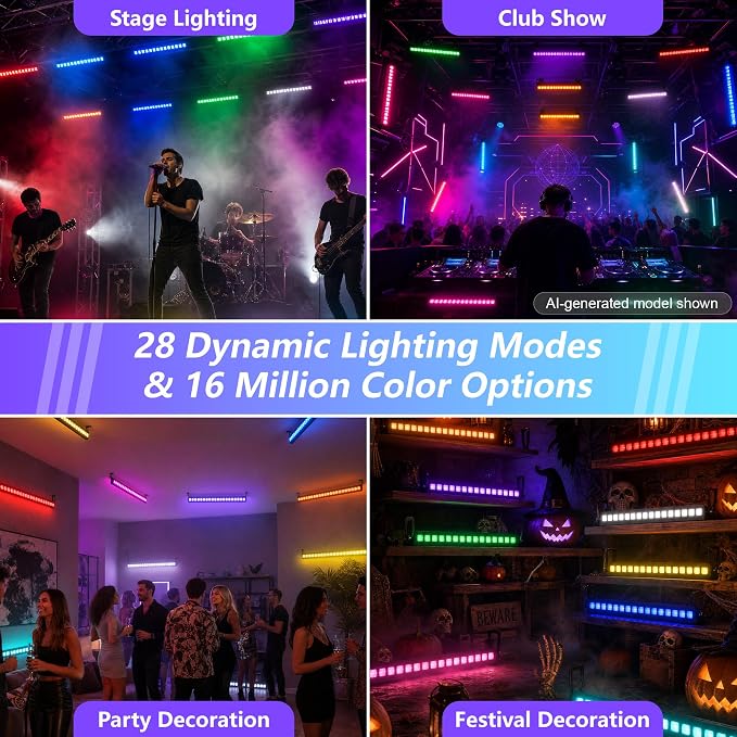 LED Stage Wash Light Bar 80W RGB 18 LED Stage Light Bar 28 Lighting Modes - Image 3
