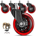 Lifelong Office Chair Wheels Replacement, Heavy Duty, Red, 5-Pack Fits 98% | Original Rubber Caster, Desk Wheels, Smooth & Quiet, Safe for Hardwood Floors & Carpet, Replace Office Chair Mats by LIFELONG