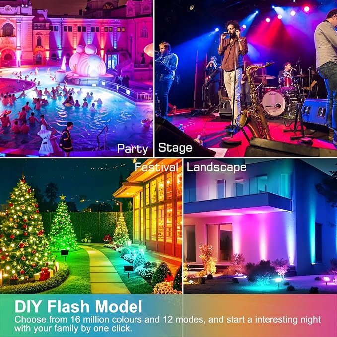 T-SUN RGB Led Flood Light 60W, 600W Equivalent Outdoor Landscape Light - Image 3