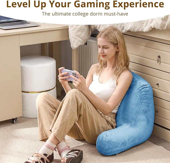 Sasttie Reading Pillow for Bed, Back Pillow for Sitting Up, Blue - Image 5